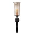thumbnail image 2 of Medium Scroll Base Wall Sconce with Brown Luster Glass, 2 of 5