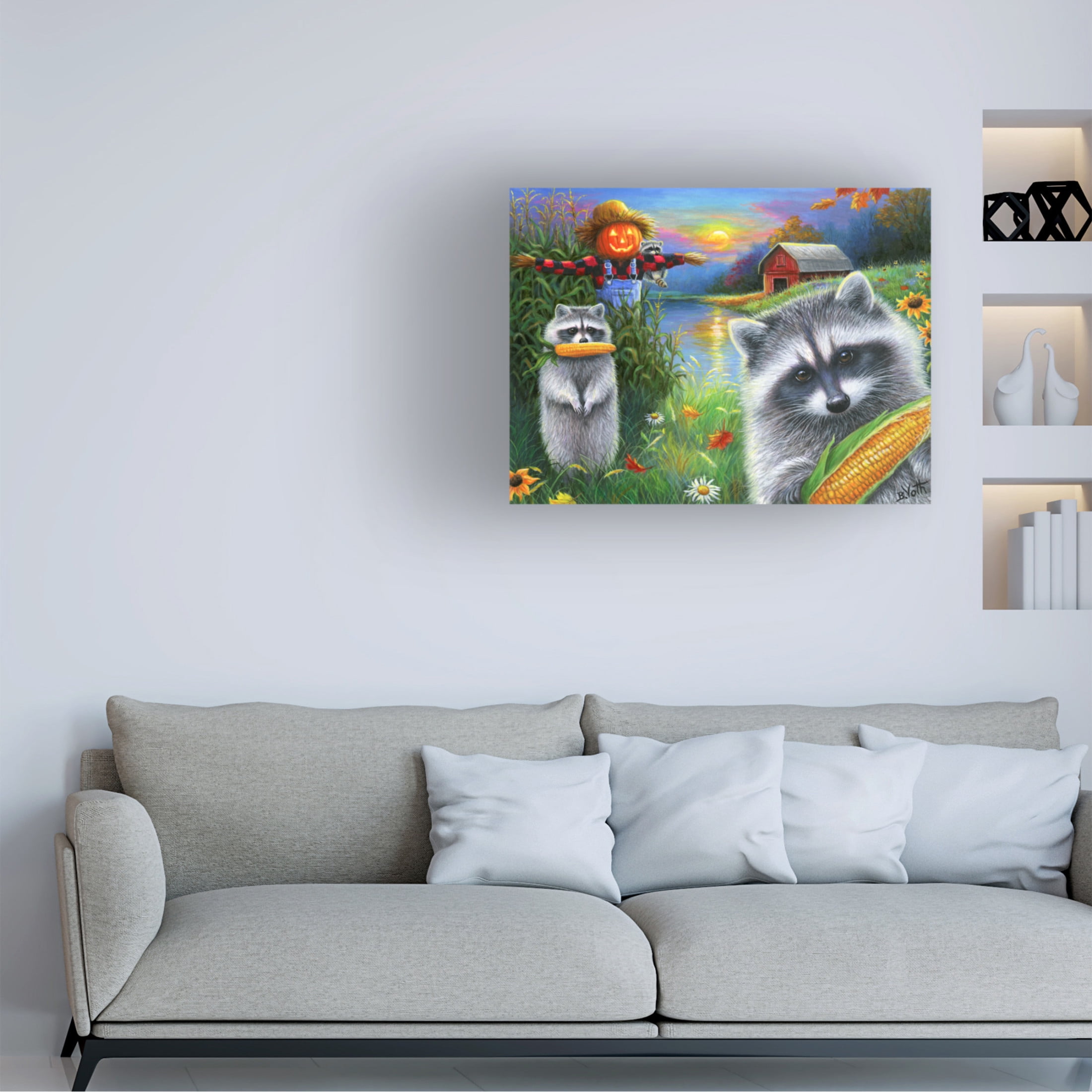 Canvas Wall Art - Bridget Voth 'Cornfield Bandits' Wall Art for Living Room, Bedroom, or Office Décor by Trademark Fine Art - 32 x 24 Inches