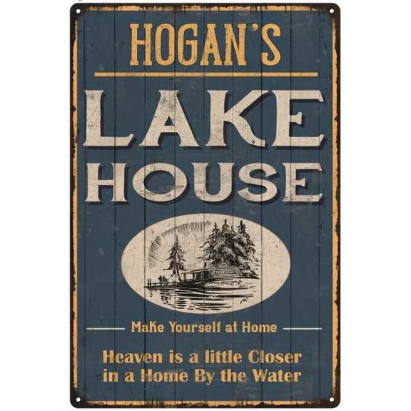 HOGAN'S Lake House Blue Cabin Home Decor 8 x 12 Matte Finish Metal 108120038488