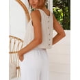 thumbnail image 2 of Top corto sin mangas IDEALSANXUN de lino beige talla L, 2 of 4