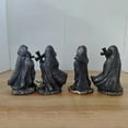 thumbnail image 6 of Sylvtty Grim Reaper Statue Halloween Black Horror Robe Sculpture Gothic Resin Santa Muerte Figurine for Halloween Indoor Bookshelf Desk Decor, 6 of 7