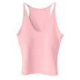 thumbnail image 5 of Womens Sleeveless Tank Top form Fitting Spaghetti Strap Crew Neck Ribbed Knit Basic Cami Shirts with Chest Padded Pink, 5 of 5