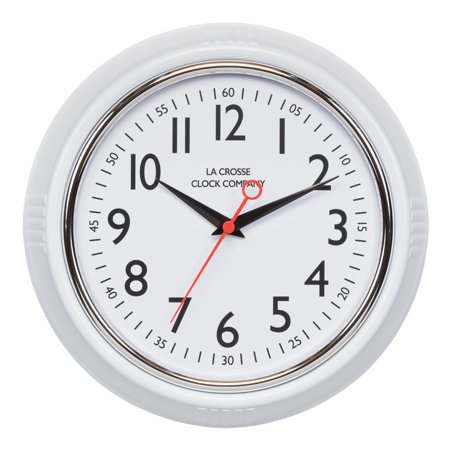 La Crosse Clock 9.61 inch Schoolhouse Analog Quartz Wall Clock, 404-3624W