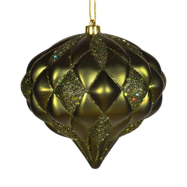 Vickerman M1122OL 5.7 in. Dark Olive Matte Glitter Diamond Ornament