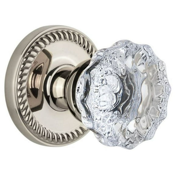 Grandeur Newfon_Prv_234 Newport Solid Brass Rose Privacy Door Knob Set - Nickel