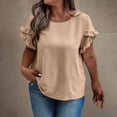 thumbnail image 2 of Liquidation d'Économies! Hauts Oversize pour Femmes en Liquidation, Hauts Blouse d'Été pour Femmes, T-shirt à Manches Courtes Décontracté Uni de Printemps pour Femmes Grande Taille, Haut/chemise à Manches Courtes à Col Rond, 2 of 5