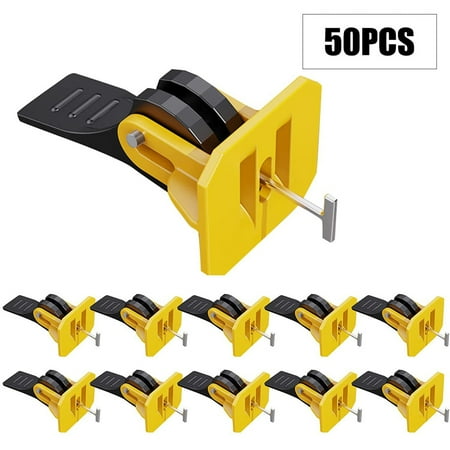 

Andoer 50pcs Plastics Tile Positioning Leveler Tiles Laying Auxiliary Tool Flooring Wall Tile Level Wedges Spacer Locator System with 1.5mm Pin Home Improvement Tool