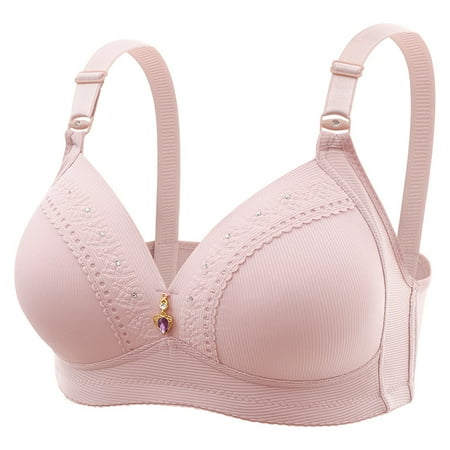 

Lovskoo Women Wireless Full Figure Push-Up Nude Full Coverage Bra Plus Size Sports Without Steel Rings Everydays Brassiere Pink