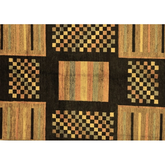 Ahgly Company Indoor Rectangle Abstract Brown Modern Area Rugs, 4' x 6'