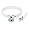 thumbnail image 3 of K-KED Gothic Punk White Pu Leather Spiked Rivet O-Ring Collar Stud Choker Necklace-Heart-Shaped Ring Belt 40cm, 3 of 9