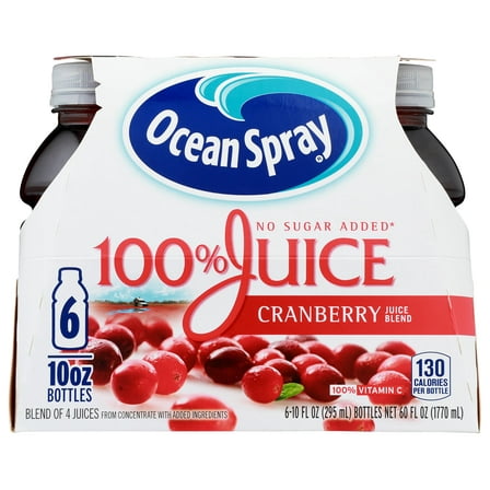 Ocean Spray® 100% AJH3 Juice Cranberry Juice Blend, 10 Fl Oz, 6 Count (Pack of 1)