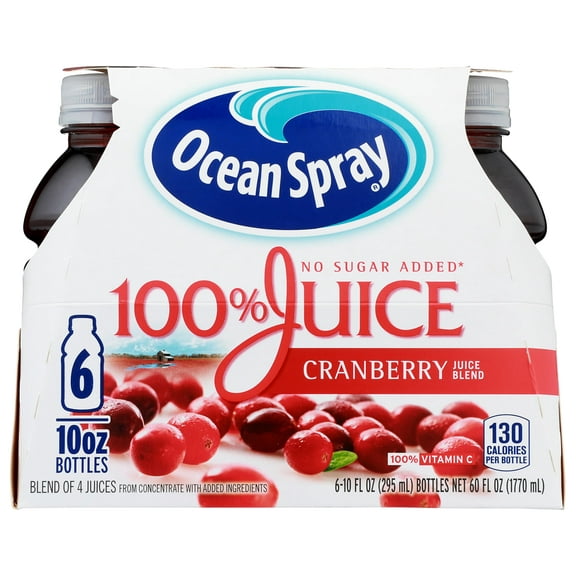 Ocean Spray® 100% AJH3 Juice Cranberry Juice Blend, 10 Fl Oz, 6 Count (Pack of 1)
