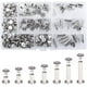 thumbnail image 1 of 230 Uds. Kits de tornillos de encuadernación de Metal tornillos 5/6/8/10/12/15/18mm tornillos de cabeza plana y redonda para decoración de encuadernación DIY de cuero Rojo Verde, 1 of 5