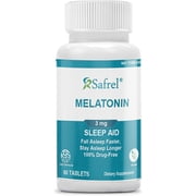 Safrel Melatonin 3mg Fast Dissolve Tablets, Vegan Natural Sleep Aid, Helps You to Fall Asleep Faster and Stay Asleep Longer, Helps with Occasional Sleeplessness and Supports Restful Sleep, 60 Count