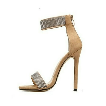 

Peep Toe Rhinestone Sandals Durable And Long Lasting For Summer Beach Supply 39 Apricot