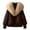 Light Brown, variant on Yucgh Women's Solid Color Fashionable Thick Warm Temperament Cotton Jacket with Large Collar Cotton Coat, Insulated and Comfortable Outerwear for Cold Weather,L