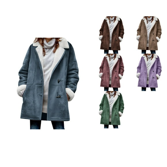 NJDVHB Winter Trench Coat for Women,Jackets for Women Trendy,Oversized Quilted Jackets for Women Solid Long Sleeve Warm Loose Plus Size Puffer Jacket With Pockets,Navy,XXXXL