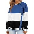 thumbnail image 2 of Xuanfei Women Round Neck Button Closure Long Sleeve Colorblock Top, 2 of 5