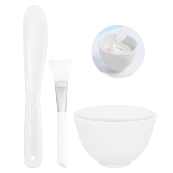 FERCAISH 3 piezas Diy máscara facial tazón para mezclar tazón de barro facial de silicona para microondas herramienta de belleza cosmética para salón en casa (blanco)