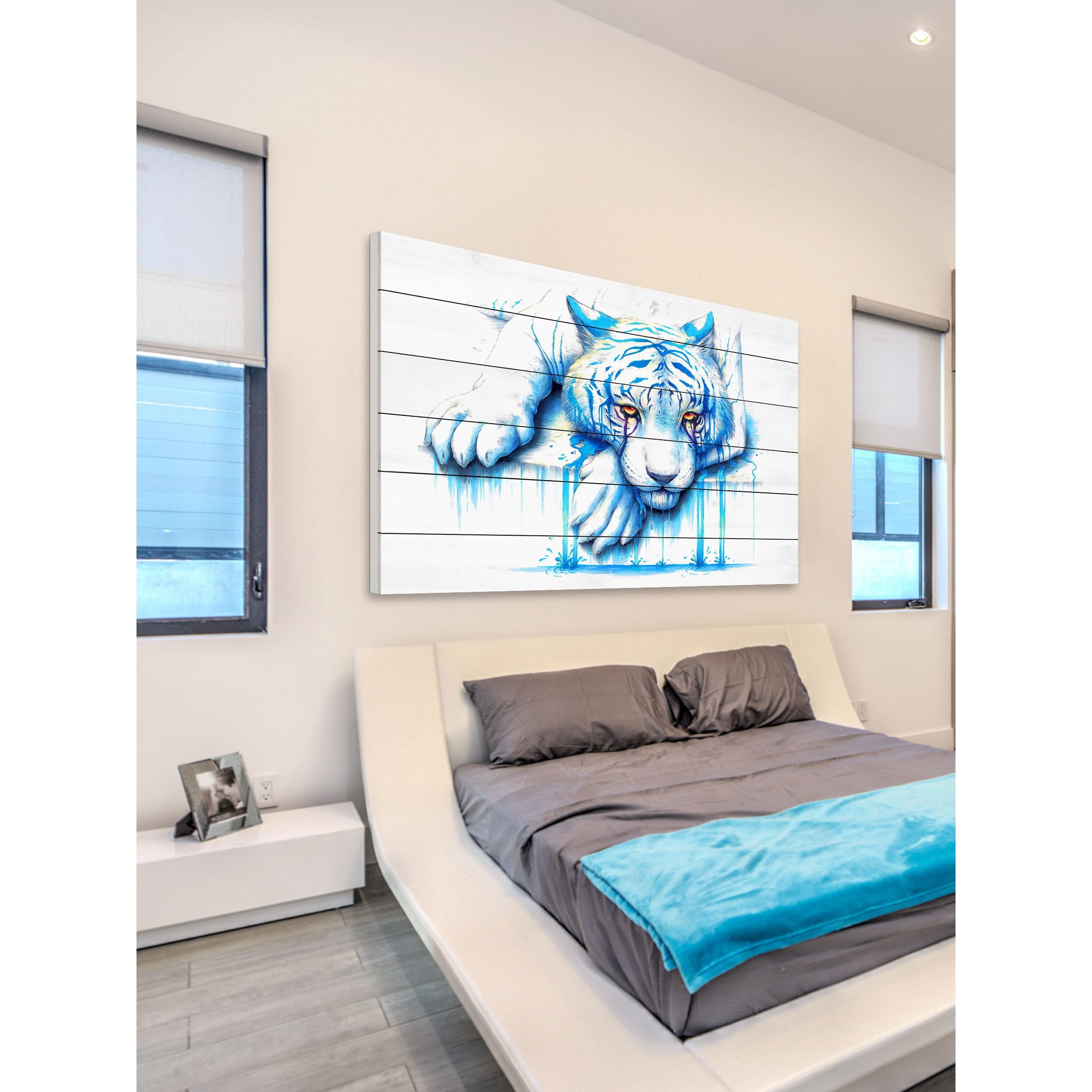 Marmont Hill "Blue Tears" Painting Print on White Wood