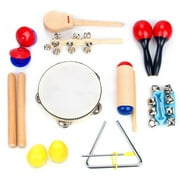 Boxiki Kids Musical Instruments Set 16 PCS with Carrying Case | Percussion Wooden Toys for Boys and Girls