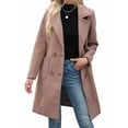 thumbnail image 3 of Women Winter Wool Blend Mid-Long Coat Double-Breasted Lapel Jacket Outwear Camel Color XXL, 3 of 9