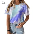 thumbnail image 1 of Camiseta de Mujer Cuello Redondo Manga Corta Camiseta Casual Estampada Tie-Dye, Azul, XL tholdsy AP000470-23, 1 of 7