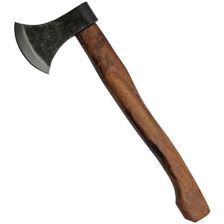 SZCO 15.5 Inch Medieval Hand Axe Cast Carbon Steel Hatchet With Wood Handle Round Edge Viking Style Decorative Camping Axe