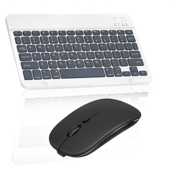 Rechargeable Bluetooth Keyboard and Mouse Combo Ultra Slim Full-Size Keyboard and Mouse for Ulefone Note 11P and All Bluetooth Enabled Mac/Tablet/iPad/PC/Laptop - Shadow Grey with Black Mouse