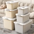 thumbnail image 4 of Cream wind storage box plastic student book organizing box dormitory storage box clothes oversized capacity storage box., 4 of 7