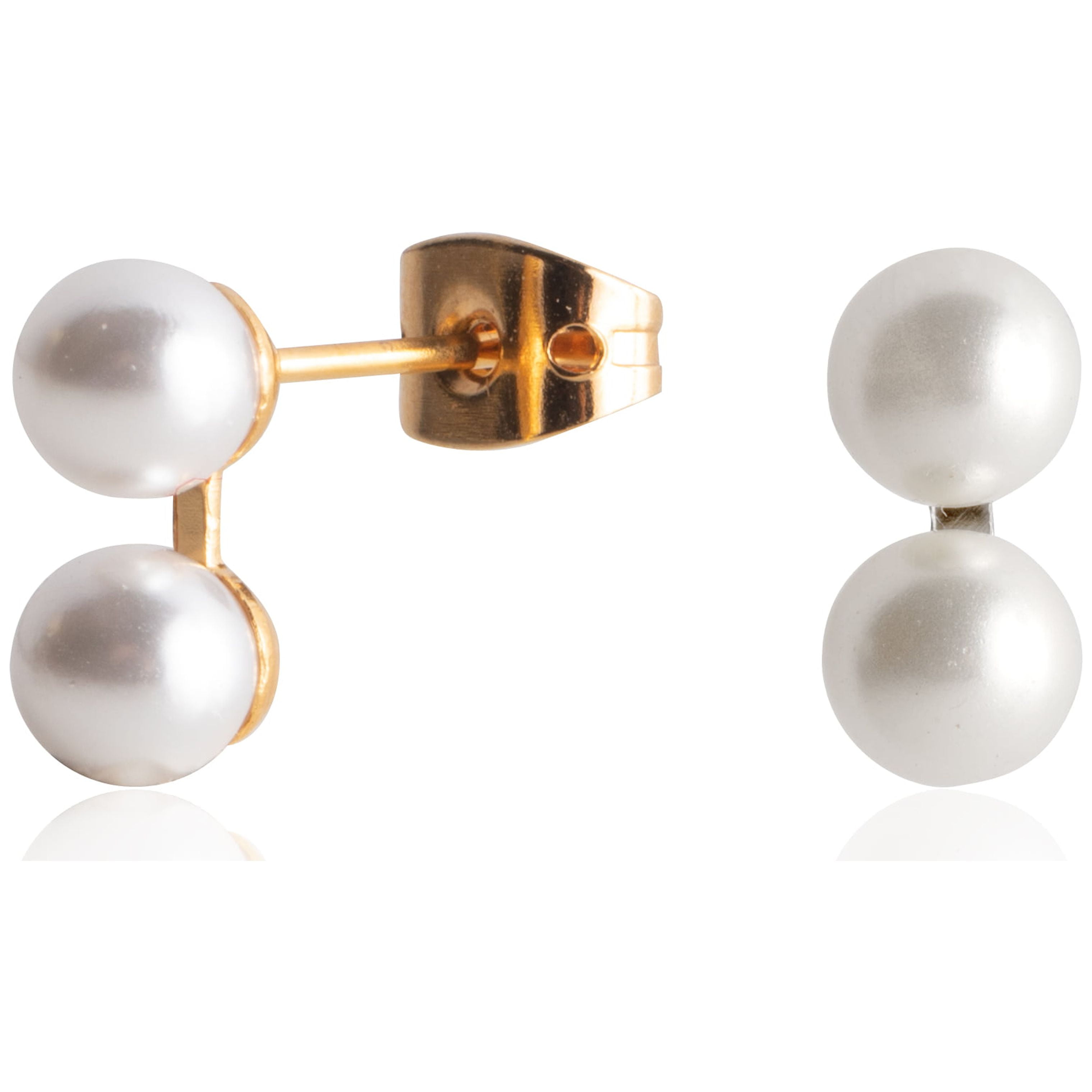 Elegant 22P Gold & Black Crystal Pearl Earrings