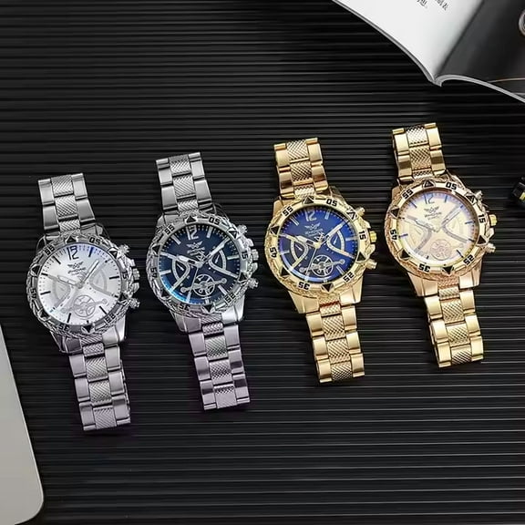 LUXURY MEN'S QUARTZ WATCHES VERY SUITABLE FOR BUSINESS AND CASUAL WEAR SUITABLE FOR ALL OCCASIONS JEWELRY GIFTS FOR DADS BOYFRIEND SUITABLE FOR ALL FESTIVALS GOLDEN WATCH OR SILVERY WATCH