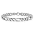 thumbnail image 2 of 14k White Gold Bracelet Hand Polished Links Figaro 8 mm in Link with Fancy Lobster Clasp, 2 of 3