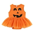thumbnail image 2 of EnJoCho Baby Girls Halloween Tulle Dress Romper - Sleeveless Pumpkin Print Party Jumpsuit Cute O-Neck Tutu Outfit for Kidss, 2 of 9