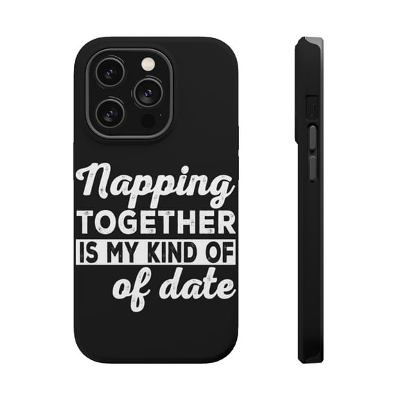 DistinctInk Tough Case for Apple iPhone 15 PRO (6.1" Screen), Compatible with MagSafe Charging - Napping Together is My Kind of Date