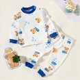thumbnail image 2 of TOWED22 Fall Outfit Toddler Baby Boy 2Pcs Long Sleeve Cute Print Graphic Crewneck T-Shirt Thick Jogger Pants Round Neck Soft Clothes Set(White,18-24 M), 2 of 4