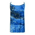 thumbnail image 5 of Wycnly Womens Tank Tops Lightweight Comfy Loose Fit Fashion Metal Strap Going out Tops Vest Shirts Summer Trendy Marbled Print V-Neck Sleeveless Shirts Blouse Dark Blue l, 5 of 6