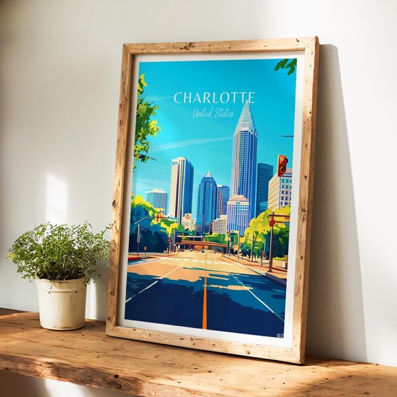 Charlotte North Carolina Wall Art The Perfect Gift And A Lasting Travel Memory Usa Travel Art Print Decor