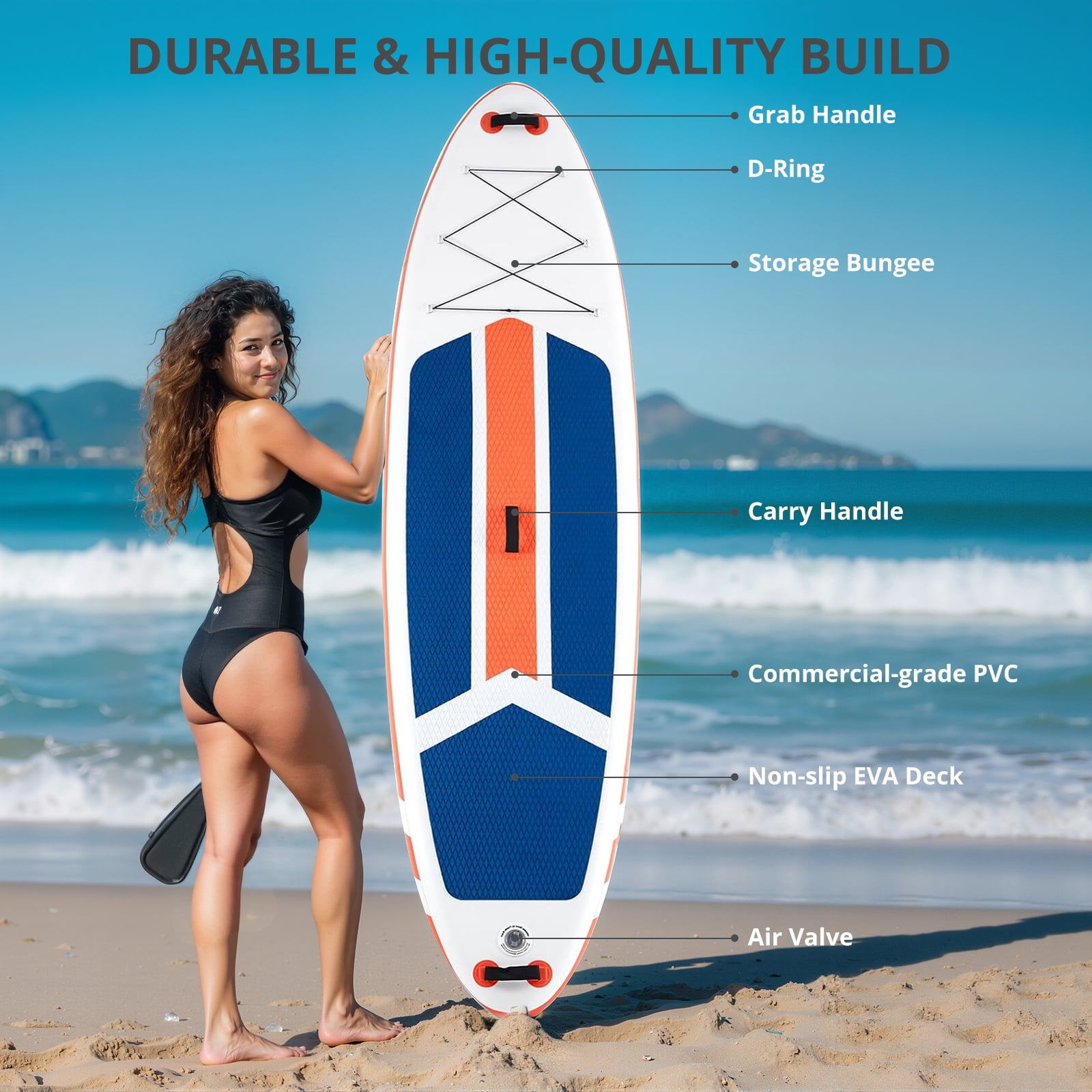 Inflatable Stand Up Paddle Board with Premium SUP Paddleboard Accessories,2-in-1 Paddle for Adults,Orange