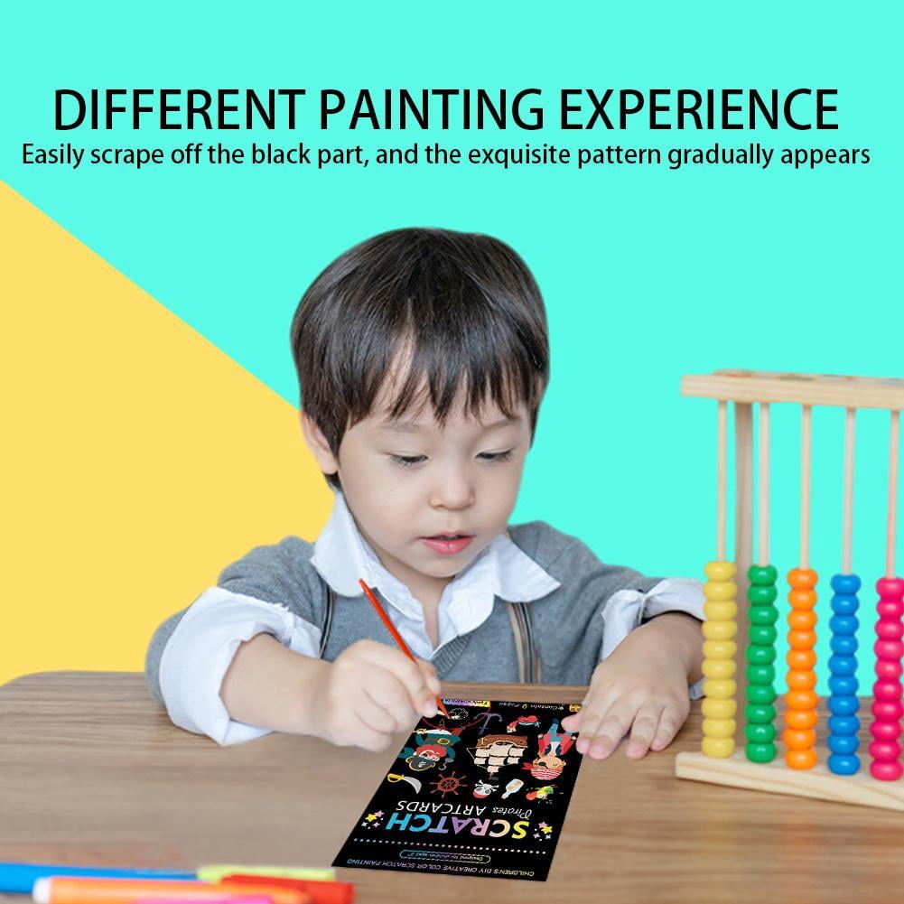 Magic Rainbow Color Scratch Art Painting Paper Card Kit Cartoon Dinosaur Drawing Board Kids Diy Educational Toys