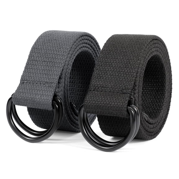 DOVACKA Men Canvas Belt Web Fabric Casual Belt with Black Double D-ring 1 1/2" Wide Set of 2