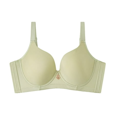 YHGFVOKJ Bras for Women Thin Soft Steel Ring Stretch Wireless Lightly Lined Push Up Underwear Adjustable with Seamless Retracting Bra Women Bras Green 34