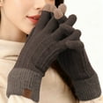 thumbnail image 2 of Ticikt Women’s Knit Gloves, Fleece‑Lined Color Block Touch‑Screen Warm Gloves for Outdoor Cold Weather,Coffee, 2 of 4
