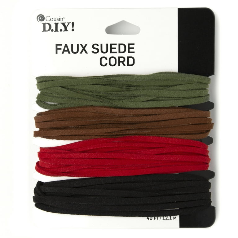 Cousin DIY Soft Natural Suede Craft Cord String Pack 40 ft. Green Red Brown Black Walmart