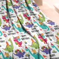 thumbnail image 3 of Colorful Dinosaurs Birthday Text Pattern Blanket,Comfortable Soft Lamb Wool Throw Blanket,All Season,Warm Lightweight Blankets for Sofa Bed Couch Living Room Chair,30"x40", 3 of 4