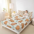 thumbnail image 4 of Homewish Cartoon Capybara 3pcs Twin Sheet Sets for Preppy Children Kids,Kawaii Animal Twin Fitted Sheet,Chic Floral Flowers Breathable Flat Sheet,Microfiber Bedroom Decor, 4 of 7