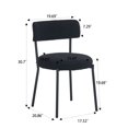 thumbnail image 2 of Mid-Century Modern Dining Chairs Set of 2, Teddy Fabric Upholstered Accent Chair with Curved Back, Metal Frame, Elegant and Comfortable Kitchen Chairs, Black+Black (Chairs Only), 2 of 9