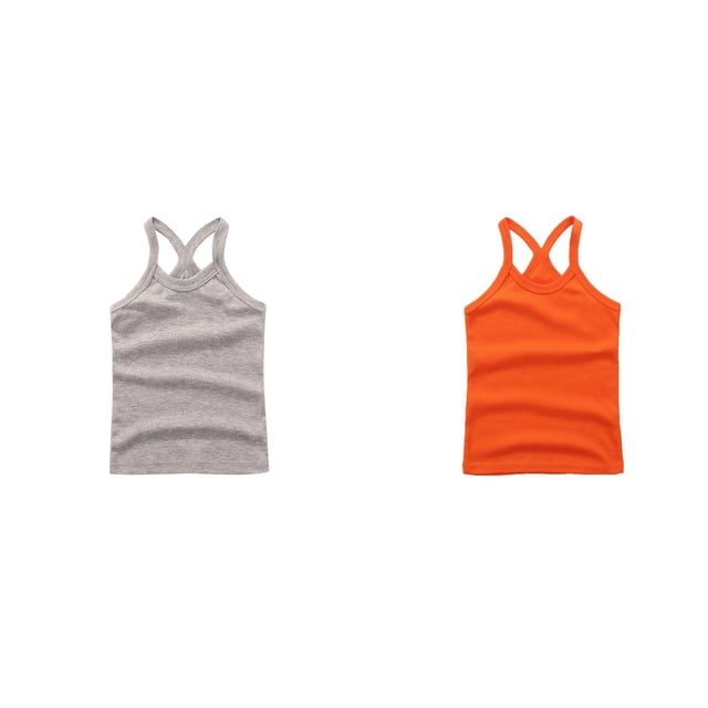 (2-Pack) Rinsvye Children Vest Sleeveless Undershirt Pure Tank Tops Girls Lightweight Breathable Summer