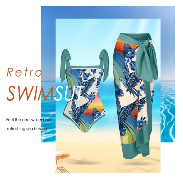 Traje De Baño Damas 2 piezas de traje de baño atlético de playa para mujer a la moda con vestido para accesorios femeninos (azul XL)