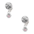 thumbnail image 1 of Silvertone Mini Paw with Pink Crystal Clear Crystal Clip On Earrings, 1 of 3